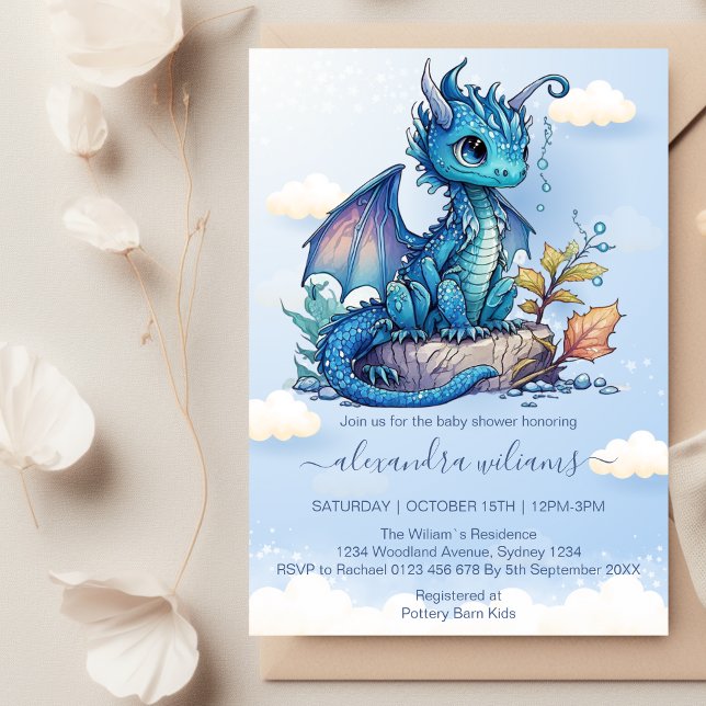 Invitación Baby Shower Fantasy Dragon (Subido por el creador)