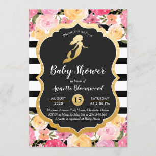 Invitación Baby Shower   Faux Relieve metalizado dorado Merma