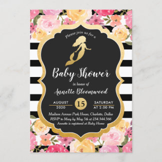 Invitación Baby Shower | Faux Relieve metalizado dorado Merma
