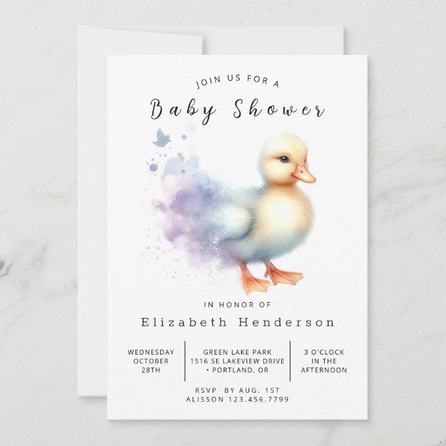 Invitación Baby Shower feliz del pato digital (Anverso)
