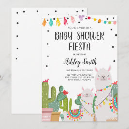 Invitación Baby Shower Fiesta Cactus Llama Confetti