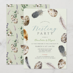Invitación Baby Shower Fiesta de nidificación verde para huev
