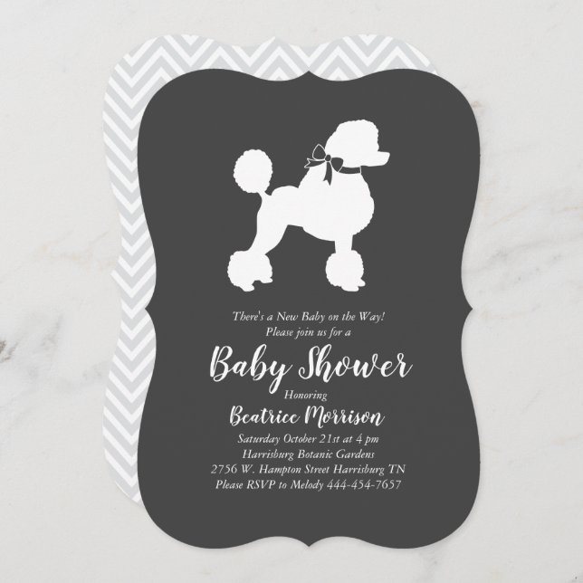 Invitación Baby Shower Fiesta de pododle (Anverso / Reverso)