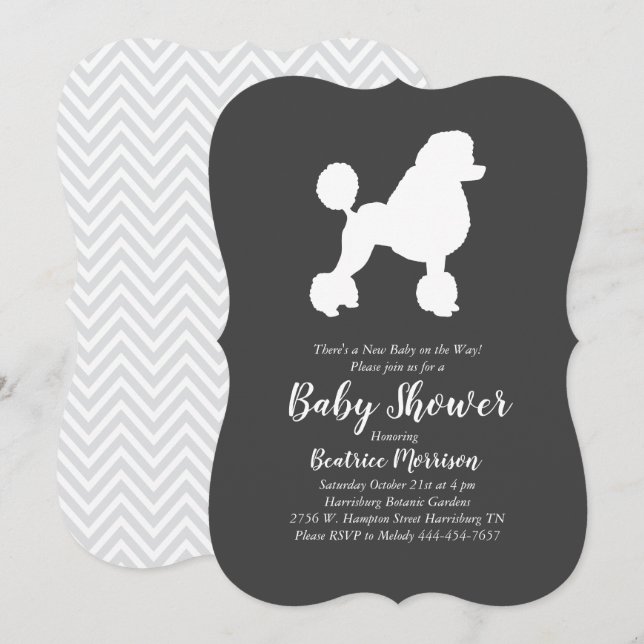 Invitación Baby Shower Fiesta de pododle (Anverso / Reverso)