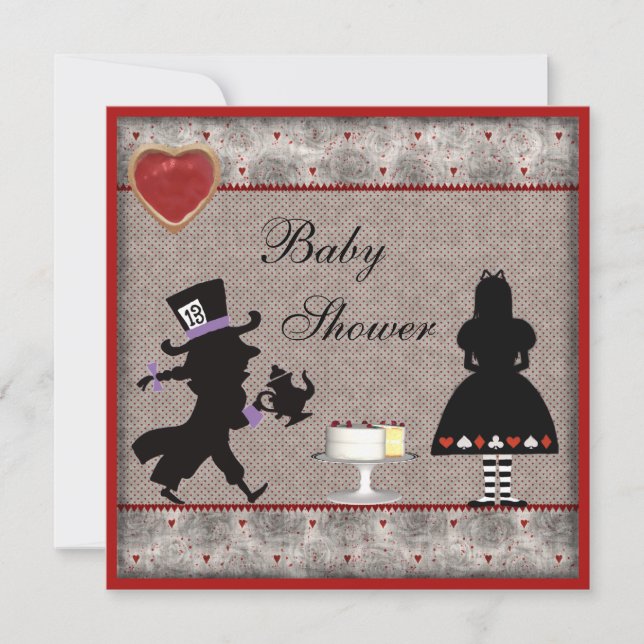 Invitación Baby Shower, Fiesta de té de Mad Hatter, invita (Anverso)