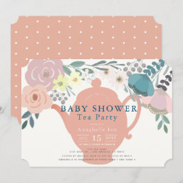 Invitación Baby Shower Fiesta de té floral rosa