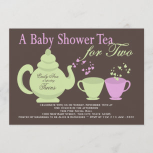 Invitación Baby Shower Fiesta de té gemelo