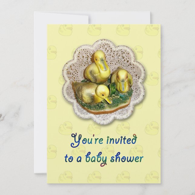 Invitación Baby Shower figurina de Ducklings (Anverso)