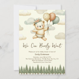 Invitación Baby Shower Floating Bear Adventures