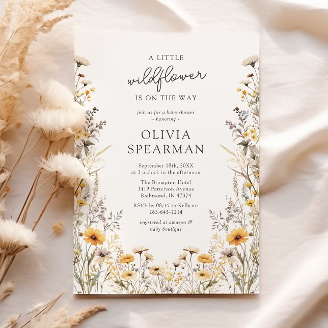 Invitación Baby Shower Flor Silvestre Amarillo (Subido por el creador)