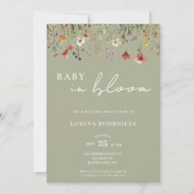 Baby Shower Flor Silvestre Verde Salvia Bebé en Fl