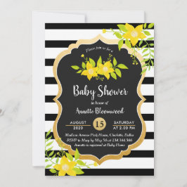 Invitación Baby Shower | Flora amarilla | Bandas elegantes