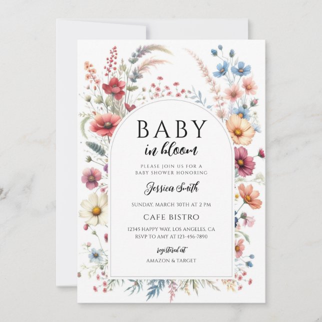 Invitación Baby Shower Floral (Anverso)