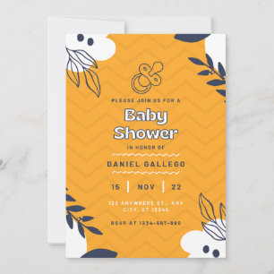 Invitación Baby Shower Floral Amarilla Y Blanca