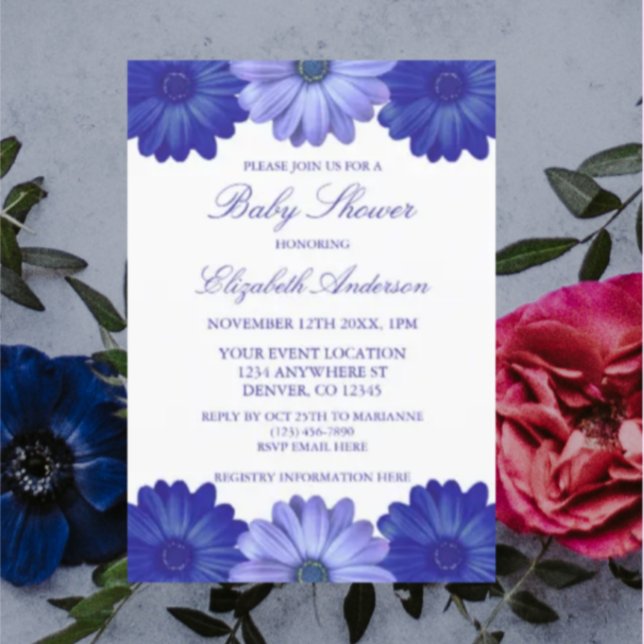 Invitación Baby Shower Floral Azul (Subido por el creador)