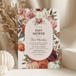 Invitación Baby Shower Floral Boho Calabaza Otoño