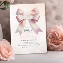 Baby Shower floral Bow rosa