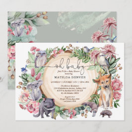 Invitación Baby Shower floral de animales nativos rusos de Au