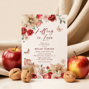Invitación Baby Shower floral de Apple y calabaza