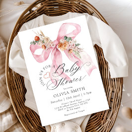 Invitación Baby Shower floral de color rosa de reverso otoño