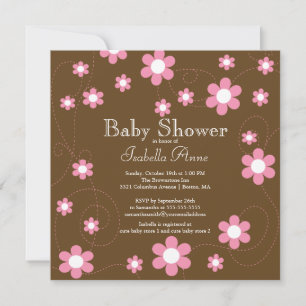 Invitación Baby Shower floral de flores modernas y divertidas
