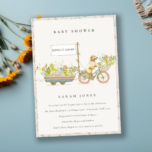 Invitación Baby Shower floral de Golden Retriever de cosecha 