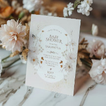 Baby Shower Floral de Jardín Acuarela Beige Boho