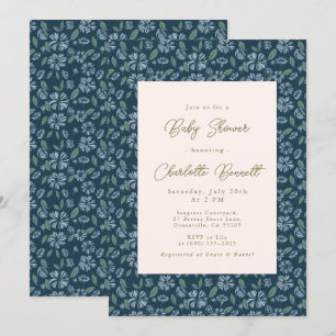 Invitación Baby Shower floral de la armada Frost Bloom