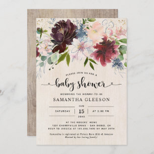 Invitación Baby Shower floral de la armada rubia