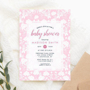 Invitación Baby Shower Floral de Peonía Rosa