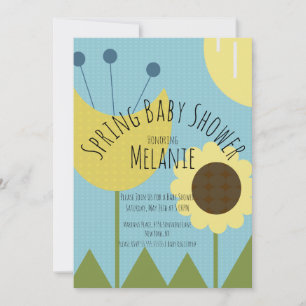 Invitación Baby Shower Floral de Primavera Girasoles