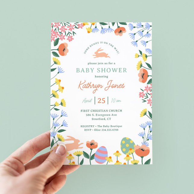 Invitación Baby Shower floral de primavera moderna (Subido por el creador)