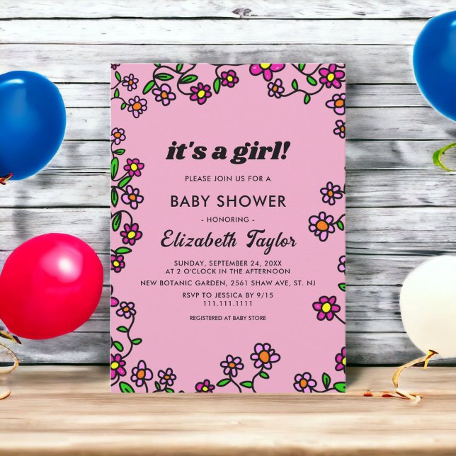 Invitación Baby Shower floral de Rosas de púrpura púrpura y m (Subido por el creador)