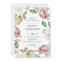 Baby Shower floral de rosas malvas y blancas