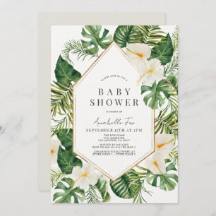 Invitación Baby Shower floral de White Anthurium e Hibiscus