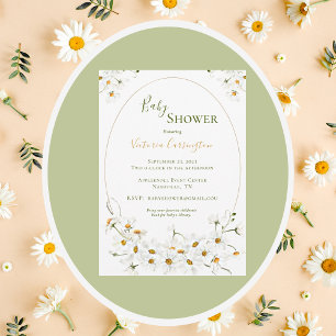 Invitación Baby Shower floral de White Daisies