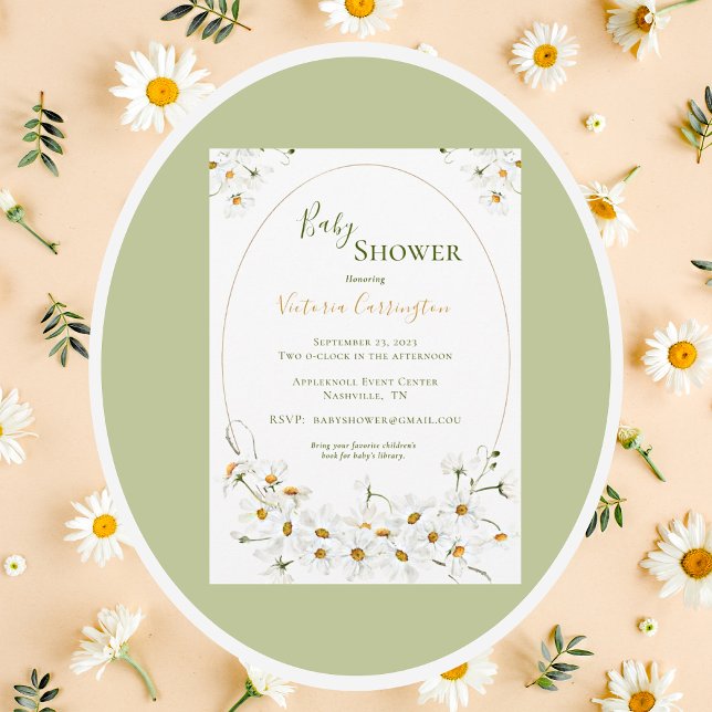 Invitación Baby Shower floral de White Daisies (Subido por el creador)