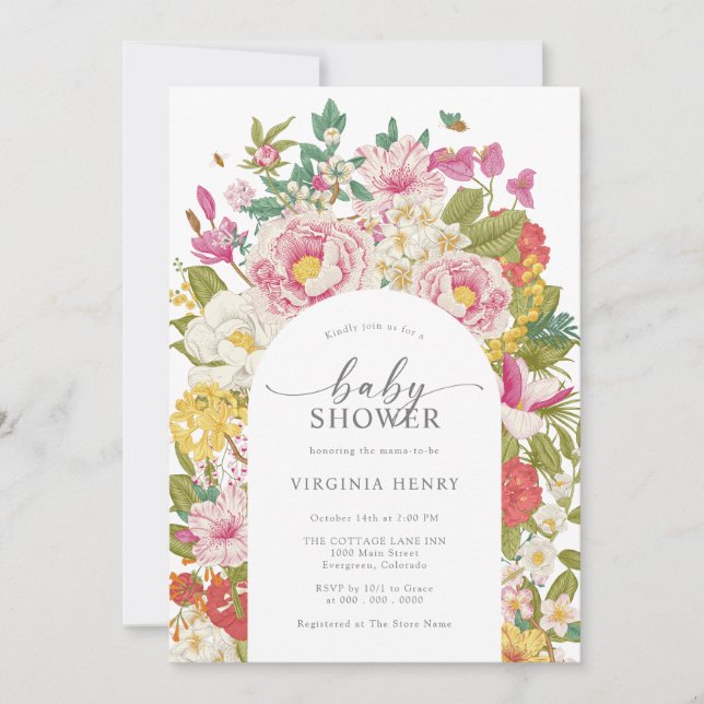 Invitación Baby Shower Floral Elegante (Anverso)