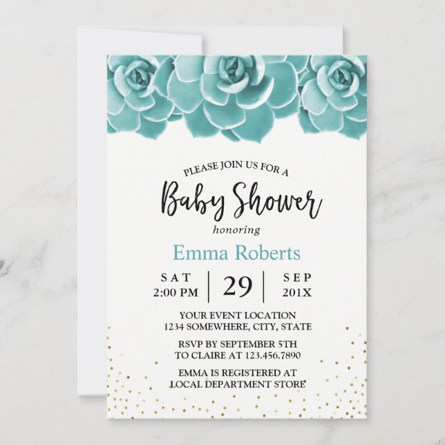 Invitación Baby Shower floral exitoso y rústico (Anverso)