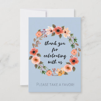 Invitación Baby Shower Floral Favor Rótulo Gracias