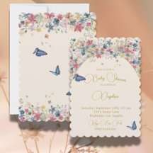 Baby Shower Floral Field Elegant Modern Gold