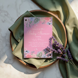 Invitación Baby Shower floral - Flores acuáticas elegantes