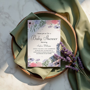 Invitación Baby Shower floral - Flores acuáticas elegantes