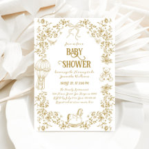 Baby Shower floral Gold Whimsical