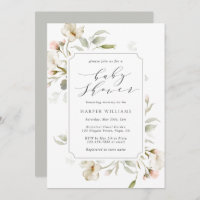 Baby Shower floral gris gris de sabio blanco neutr
