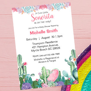 Invitación Baby Shower floral mexicana