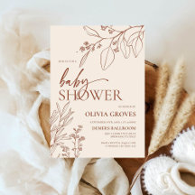 Baby Shower Floral Minimalista de Terracota y Salv