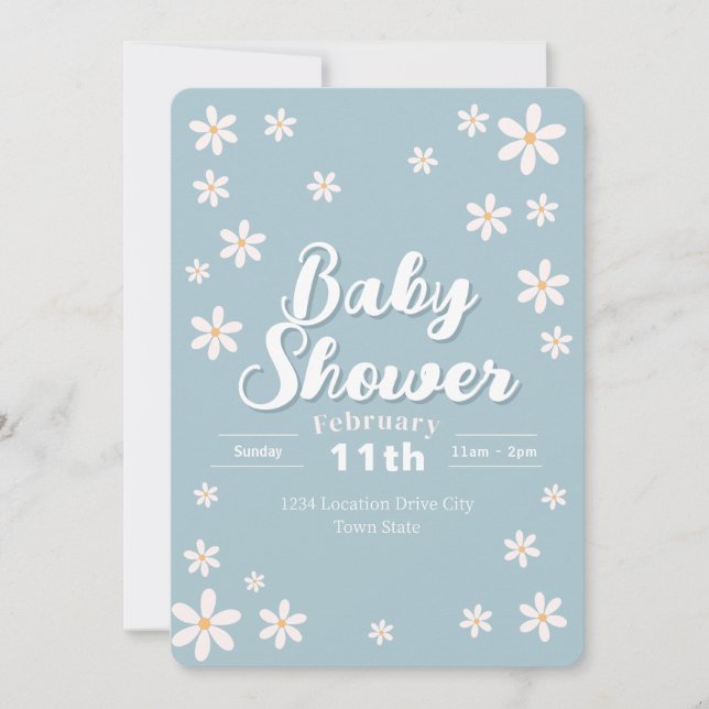 Invitación Baby Shower floral moderno - Personalizado de marg (Anverso)