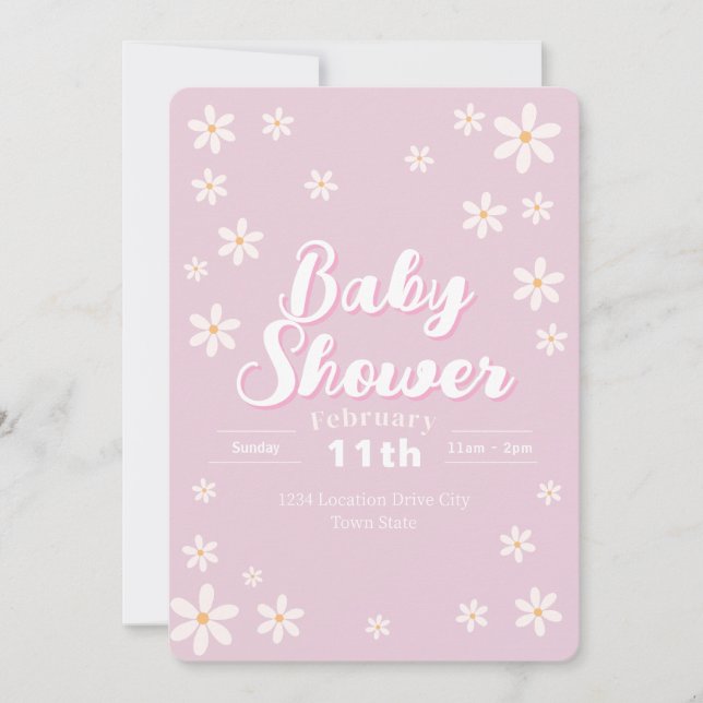 Invitación Baby Shower floral moderno - Personalizado de marg (Anverso)