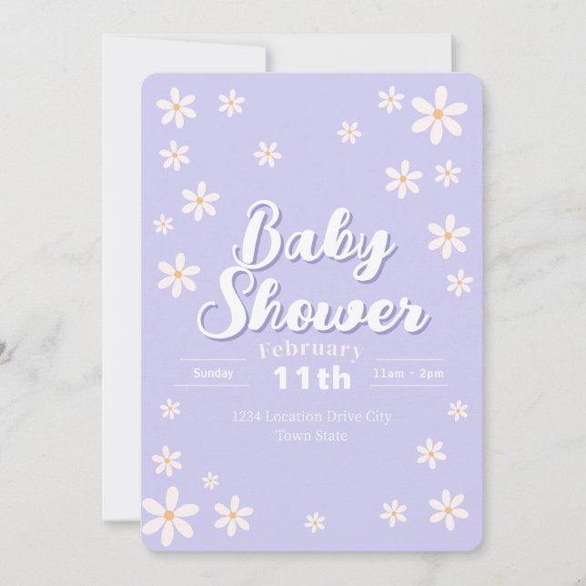 Invitación Baby Shower floral moderno - Personalizado de marg (Anverso)